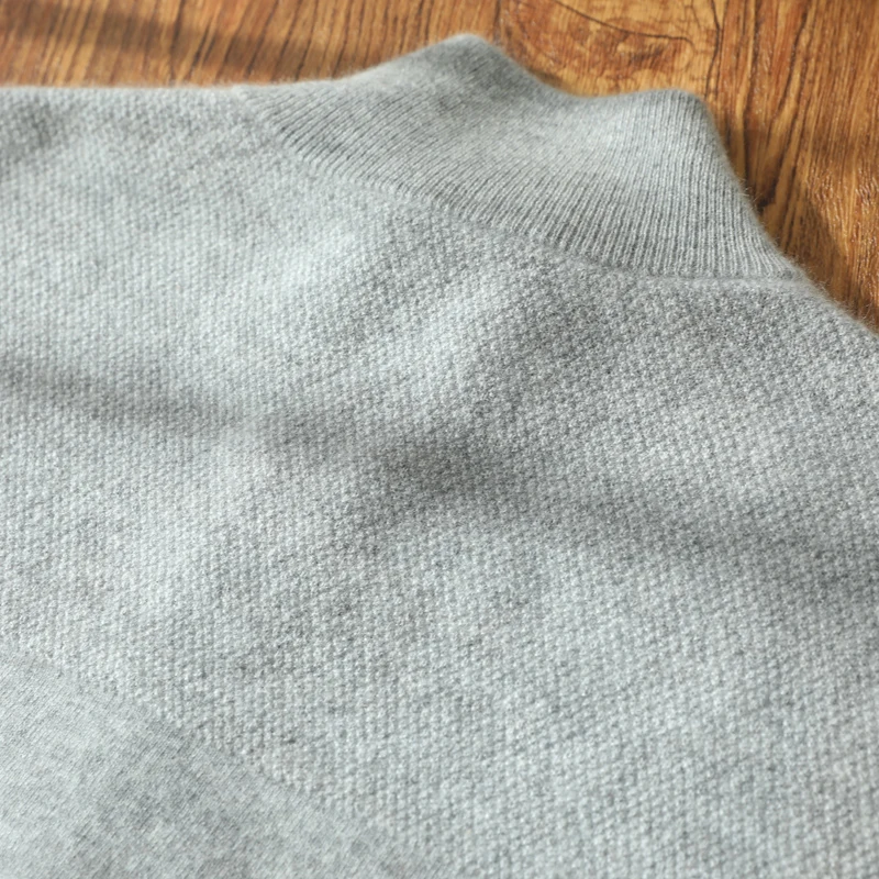 100% cashmere men's zipper cardigan business casual 12 needle knit thick sweater luxury Pull stand up collar Jumper streetwear