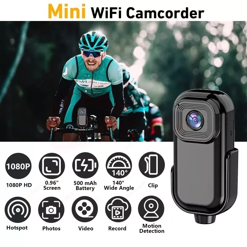 1080p HD Portable Mini Camera Wifi Clip Hotspot Sport Video Recorder 140° Wide Angle Small Camcorders Motion Detection Body Cam