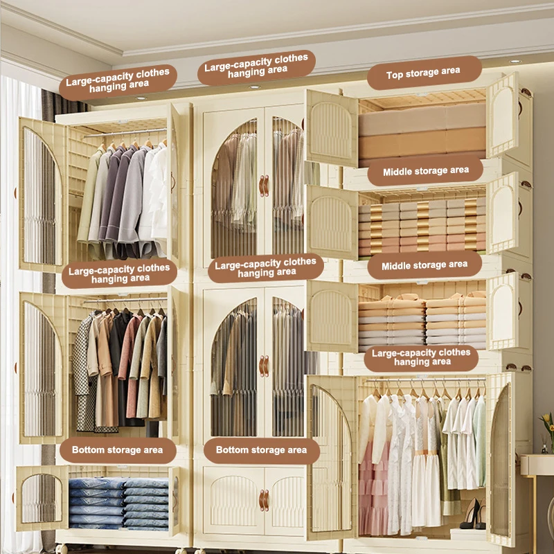 أثاث غرفة النوم لخزانة الملابس البلاستيكية على الطراز الأوروبي لتخزين الملابس بدون تركيب #4