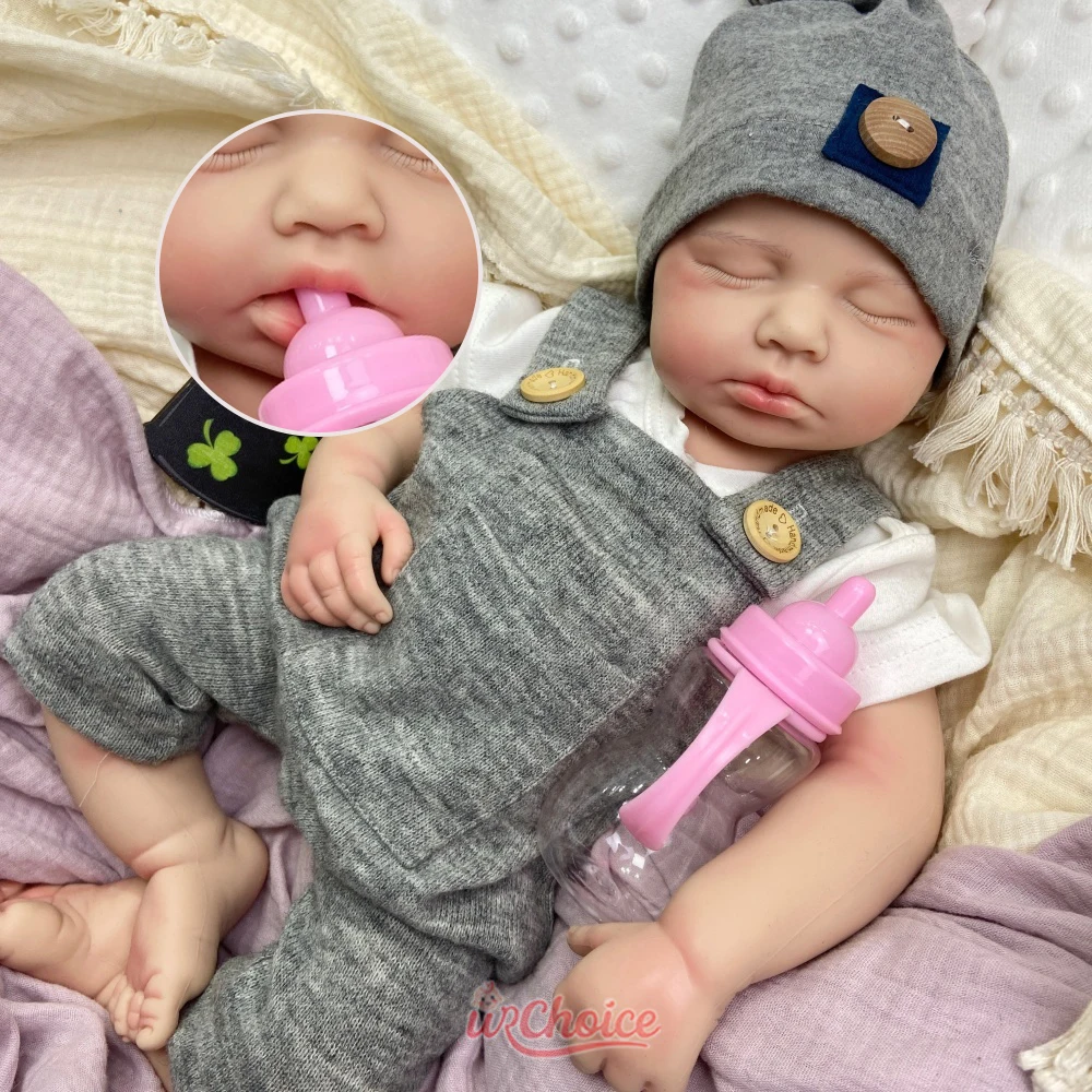Lifelike 20inch Silicone Reborn Doll Full Soft Handmade 3D Skin Texture Waterproof Newborn Doll Anatomically Correct Gift