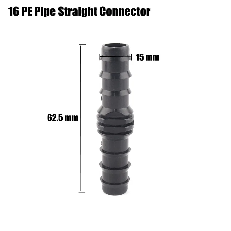 10pcs 16mm PE Pipe Connectors Garden Water Micro Drip Irrigation Pipe Hose Connector Watering System Joints Tee Elbow Plug