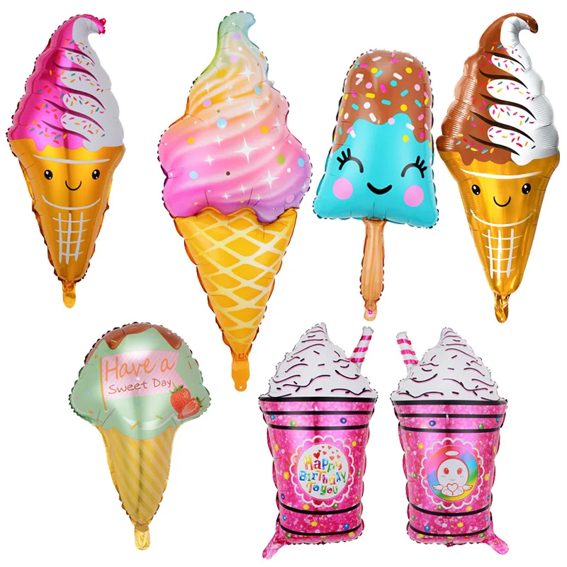 Ice Cream Cone Candy Shaped Aluminum Film Balloon Ice Cream Party, Summer Decoration for Children's Birthdays