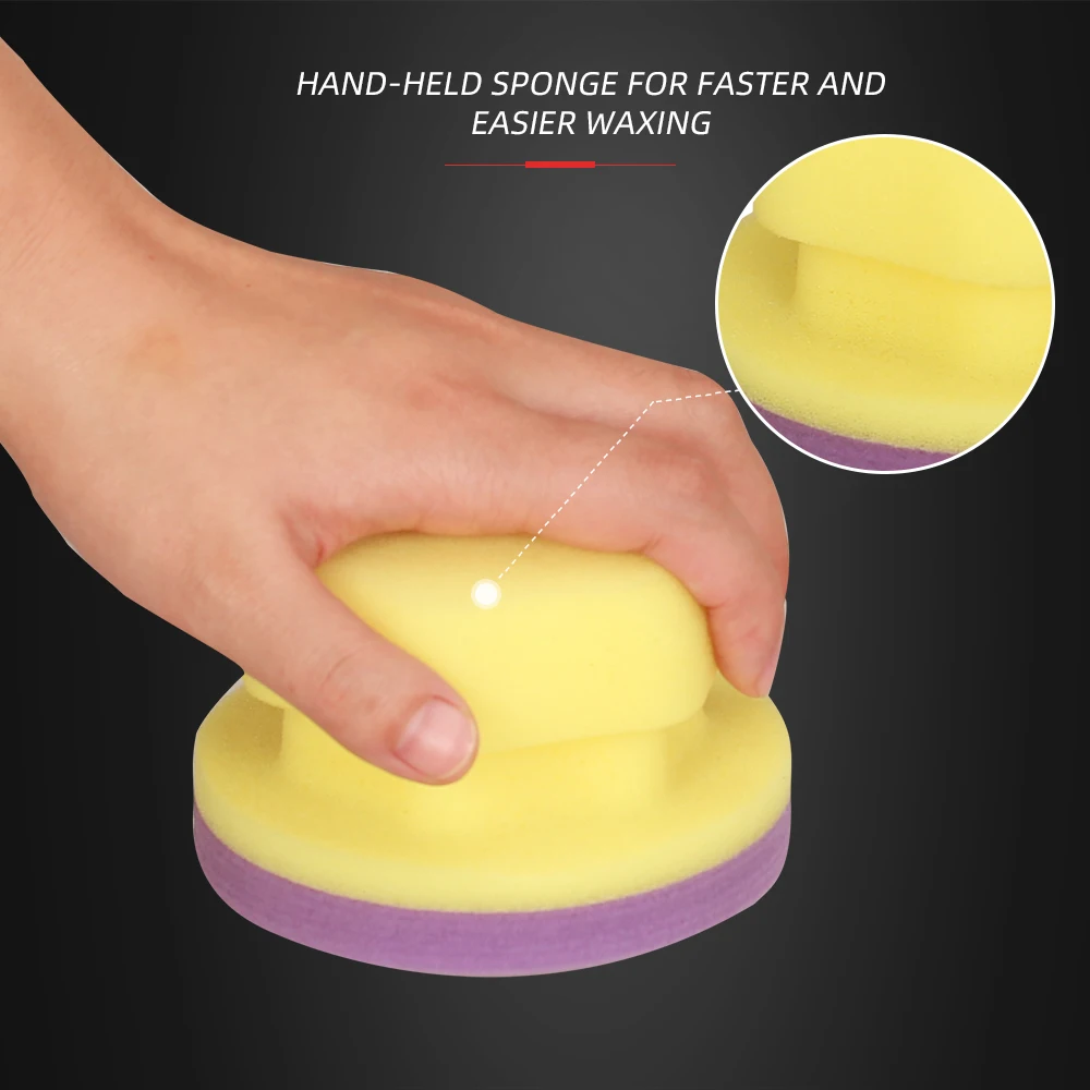 (Single Sale) SPTA Hand Hold Waxing Sponge High Density Polyester Sponge Auto Tire Waxing Applicator Leather Polishing Waxing