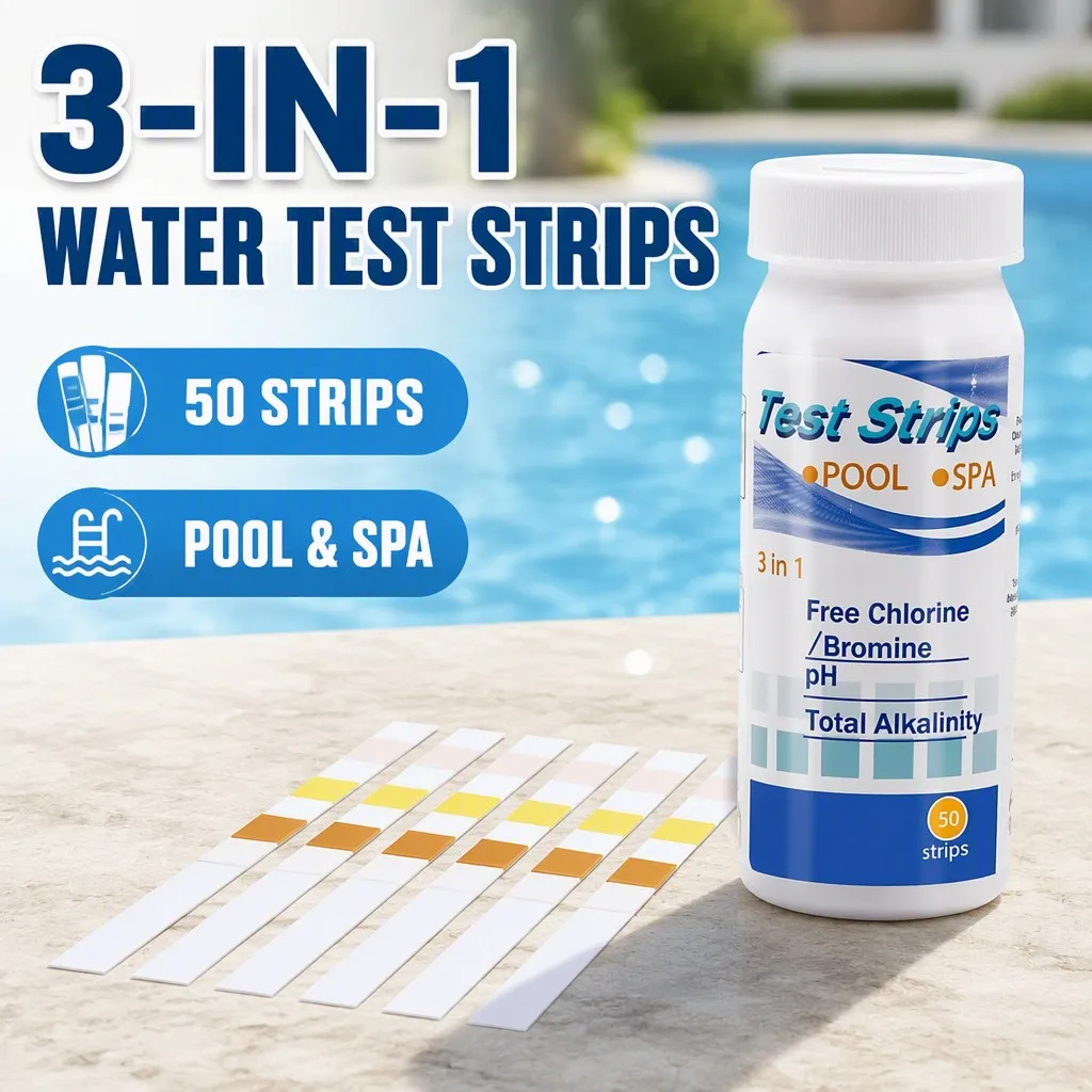 3 in 1 Water Test Strips Free Chlorine pH Total Alkalinity Test Paper for Swimming Pool Spa Hot Tub Water Quality Testing