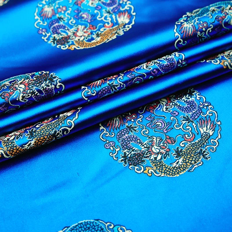 250*75cm Silk Brocade Fabric with Dragon Pattern Nylon Fabrics for Sewing DIY Handmade Dress Home Textile Cloth