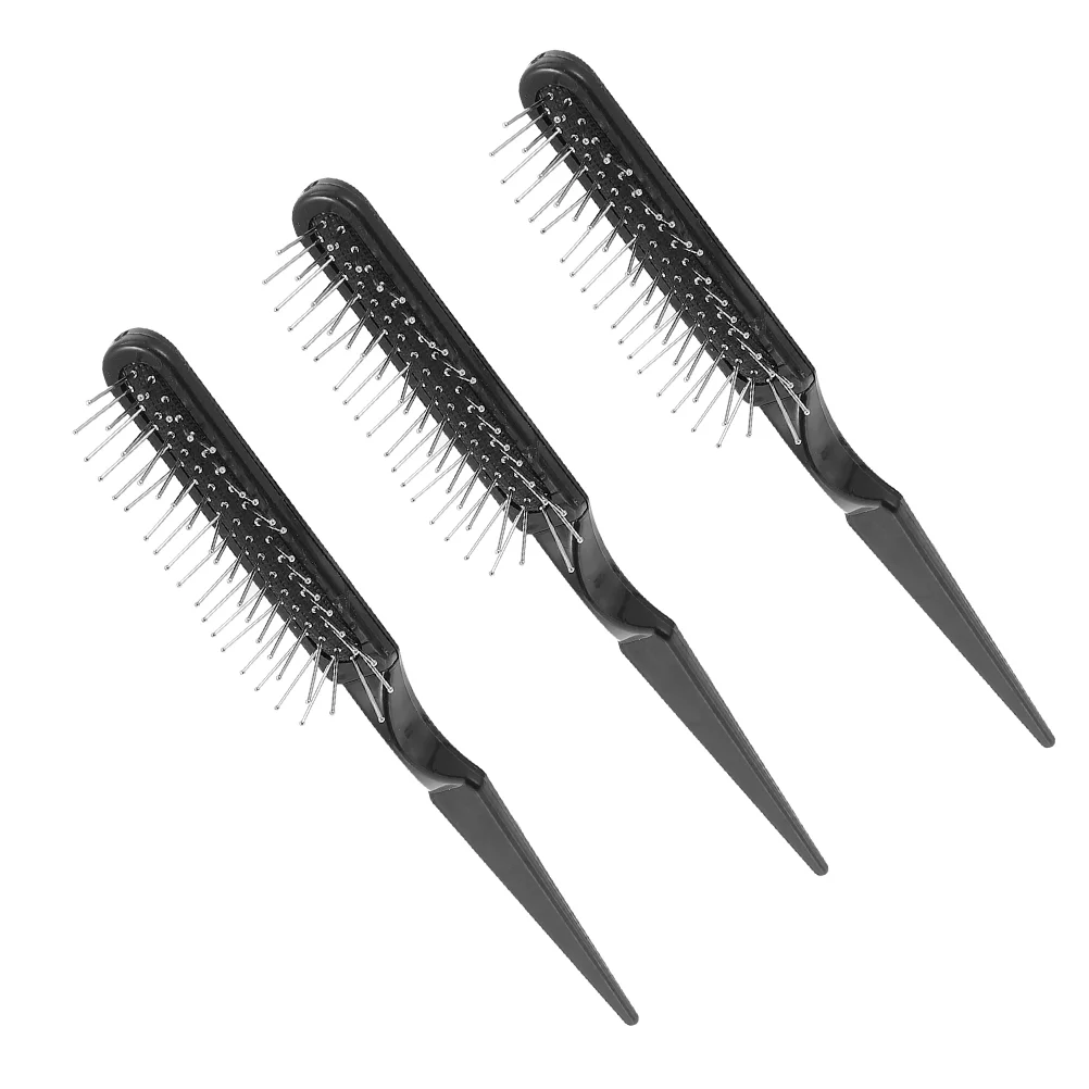 

3 Pcs Hair Comb Wire Bristle Brush for Women Steel Teasing Detangling Brushes Airbag Massage Dye Round Styling