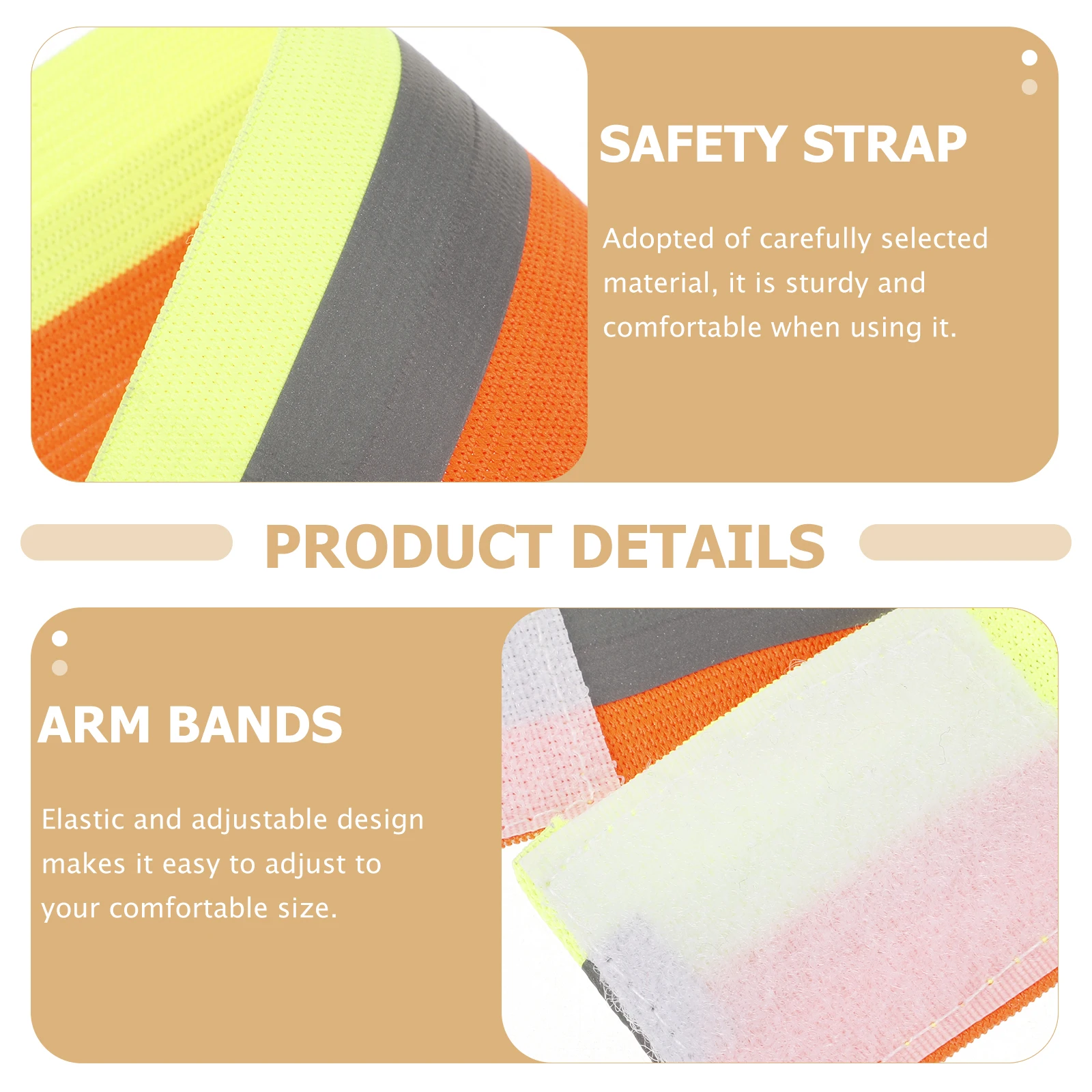 

1 Pair Reflective Arm Bands High Visibility Safety Straps for Night Running Cycling Orange Yellow Adjustable Reflective Strap