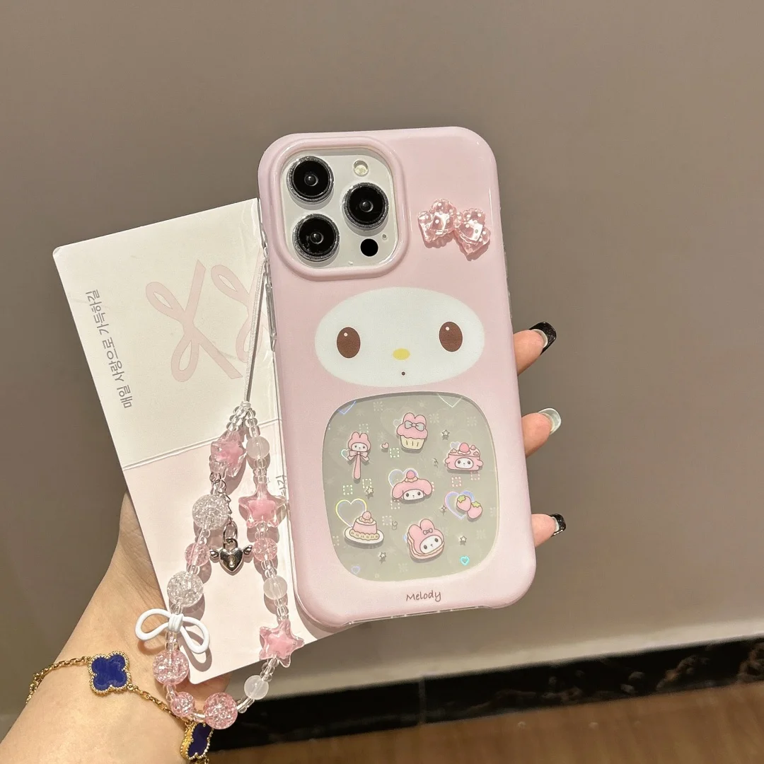 

Cute strawberry Melody Strap chain with laser love heart Cases for iPhone 16 15 13 14 Pro Max Fashion New Phone Covers﻿﻿