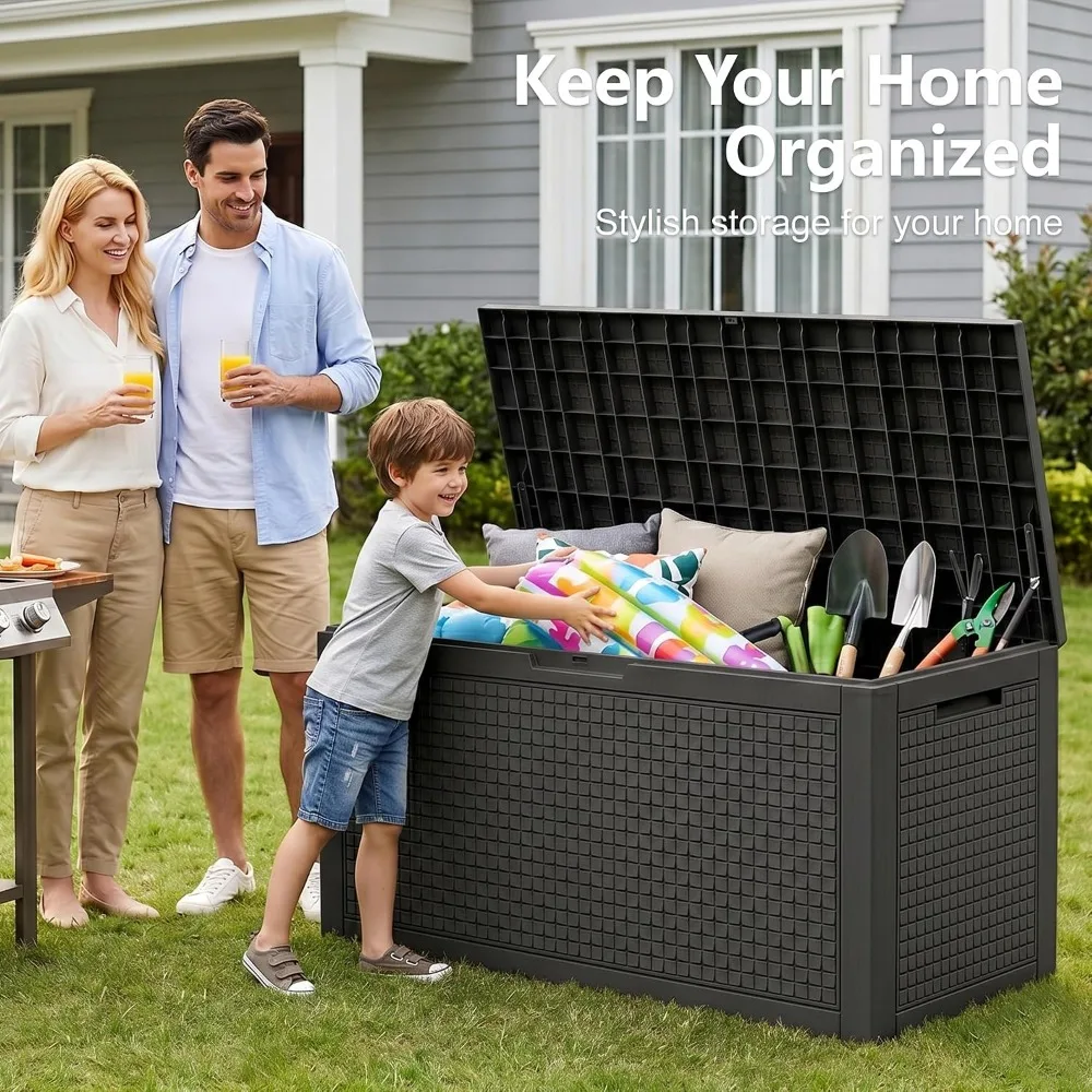 170 Gallon Outdoor Storage Box Waterproof Deck Box Toy Storage Bin view 4