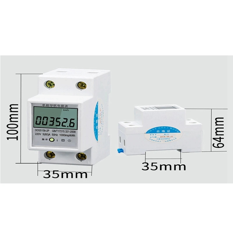 مقياس طاقة إعادة الدين مع إضاءة خلفية LCD ، شاشة رقمية ، مرحلة واحدة ، إلكتروني ، كيلوواط/ساعة ، 5-80 أمبير