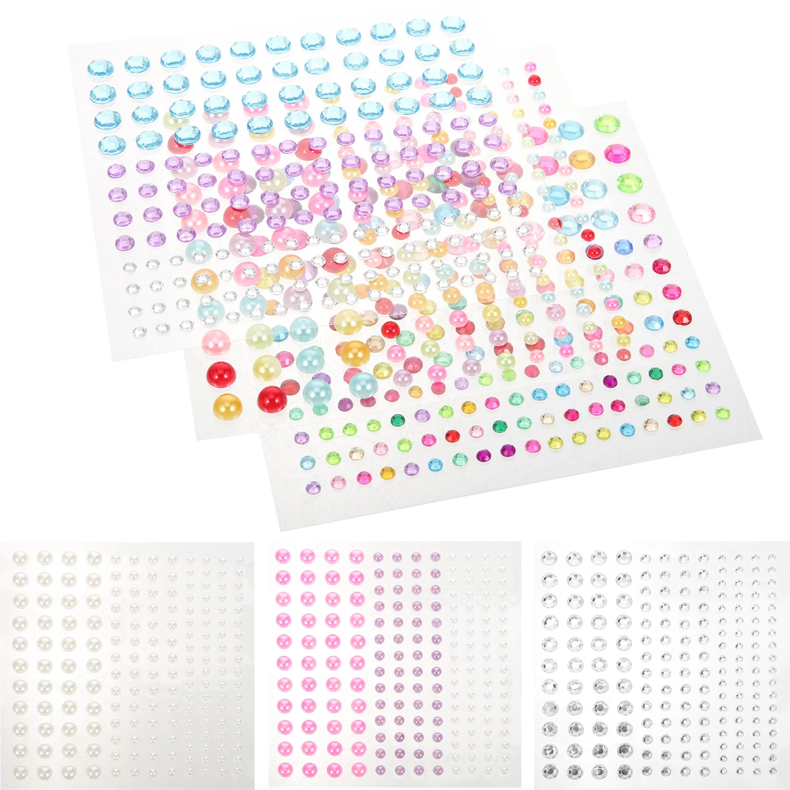 

6 Sheets Flat Back Rhinestones Stickers Craft Decorative Gems for DIY Nail Art Phone Case Customization Creative Projects
