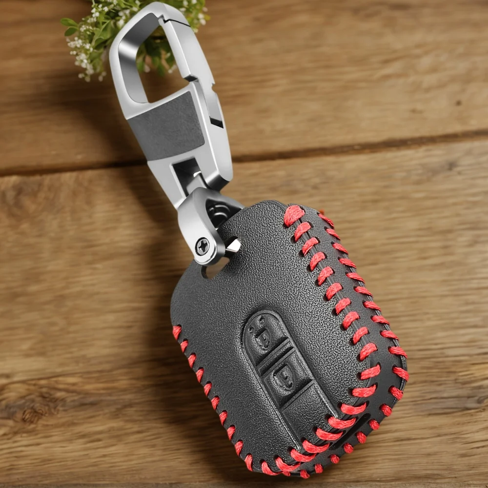 Funda de cuero para llave de coche con 2 botones, funda Fob para Nissan Almera Sunny x-trail Micra K12 Note Navara Qashqai J10 Primera