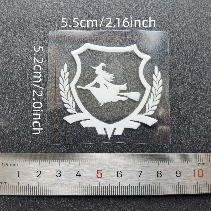 1Set Halloween Witch Shield Car Stickers, White Waterproof Vinyl Decals for Car Truck Motorcycle Laptop Bottle Decor