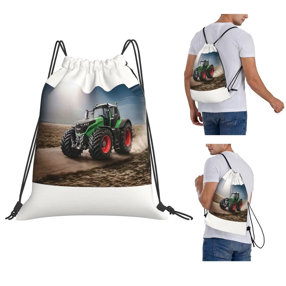 Fendt Tractor Backpacks Casual Drawstring Bundle Pocket Sports Bag Book Bags for Travel School