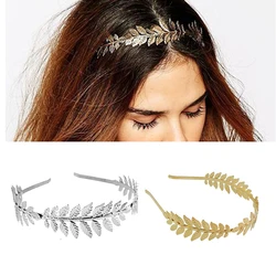 Women Wedding Hair Hoop Silver/Gold Color Leaf Bridal Hair Band Metallic Leaves Headdress Greek Goddess Headband Hair Accessorie