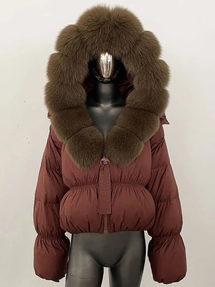 Women Hooded Warm Puffer Jacker Real Raccoon Fox Coat 2025 New Winter Natural Fox Fur Jacket White Duck Down Coat Female