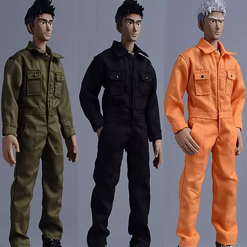 Modischer Bodysuit für Männer im Maßstab 1:12, einteiliger Hosenanzug, lockerer Arbeitskleidungs-Overall, Modell für 6-Zoll-Actionfigurenkörper