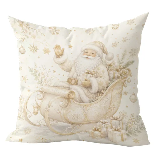 1pcs Vintage Christmas Throw Pillow Covers Retro Snowman Santa Claus Xmas Tree Deer Winter Cushion Cases for Home Sofa Decor