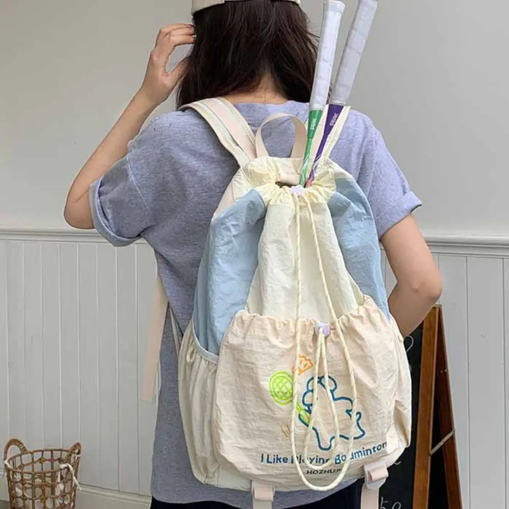

Рюкзак для хранения спортивных ракеток с рисунком щенка, легкая нейлоновая сумка для фитнеса, сумка-тоут, теннисная сумка для фитнеса на шнурке, женская сумка