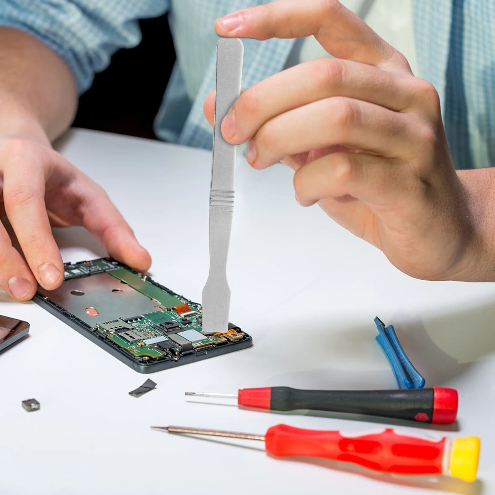 10 stks Rvs Pry Tools Dunne Rand Voor Printplaat Reparatie Duurzaam Spudger Set Telefoon Laptop Tablet Game Console