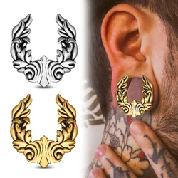 Giga 2PCS Antiqued Style Stainless Steel Saddle Ear Piercing Plugs Expander for Earlobe Tunnels Body Gauges Earrings Jewelry