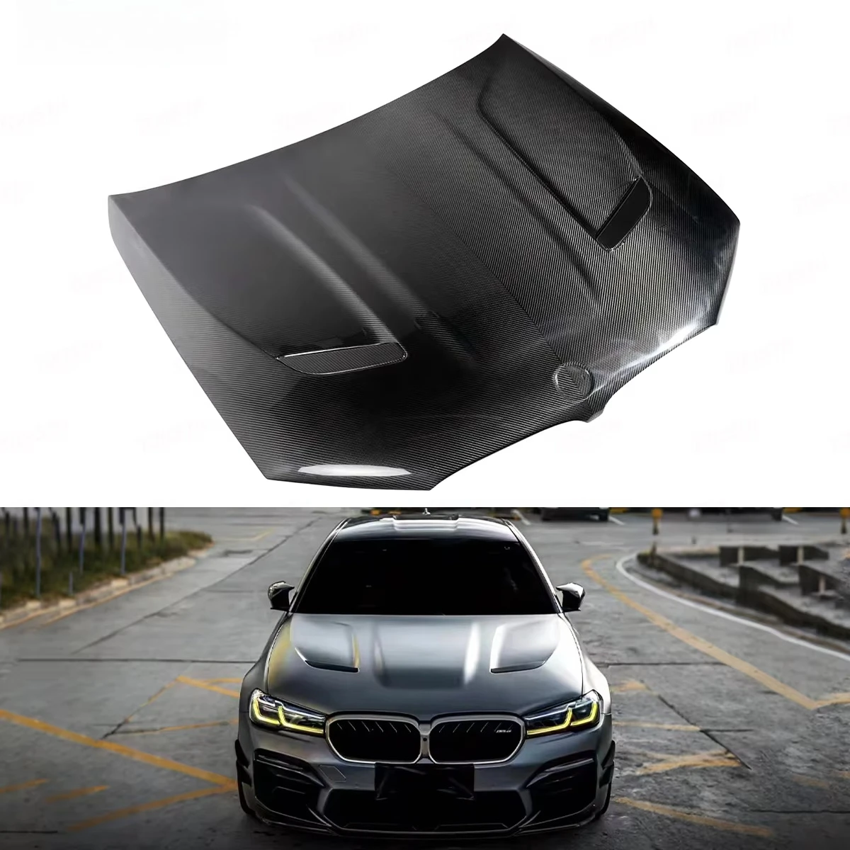 

CS Style Lightweight Dry Carbon Fiber Engine Hood For 5 Series G30 F90 M5 New Auto Body Part with Exterior Upgrade