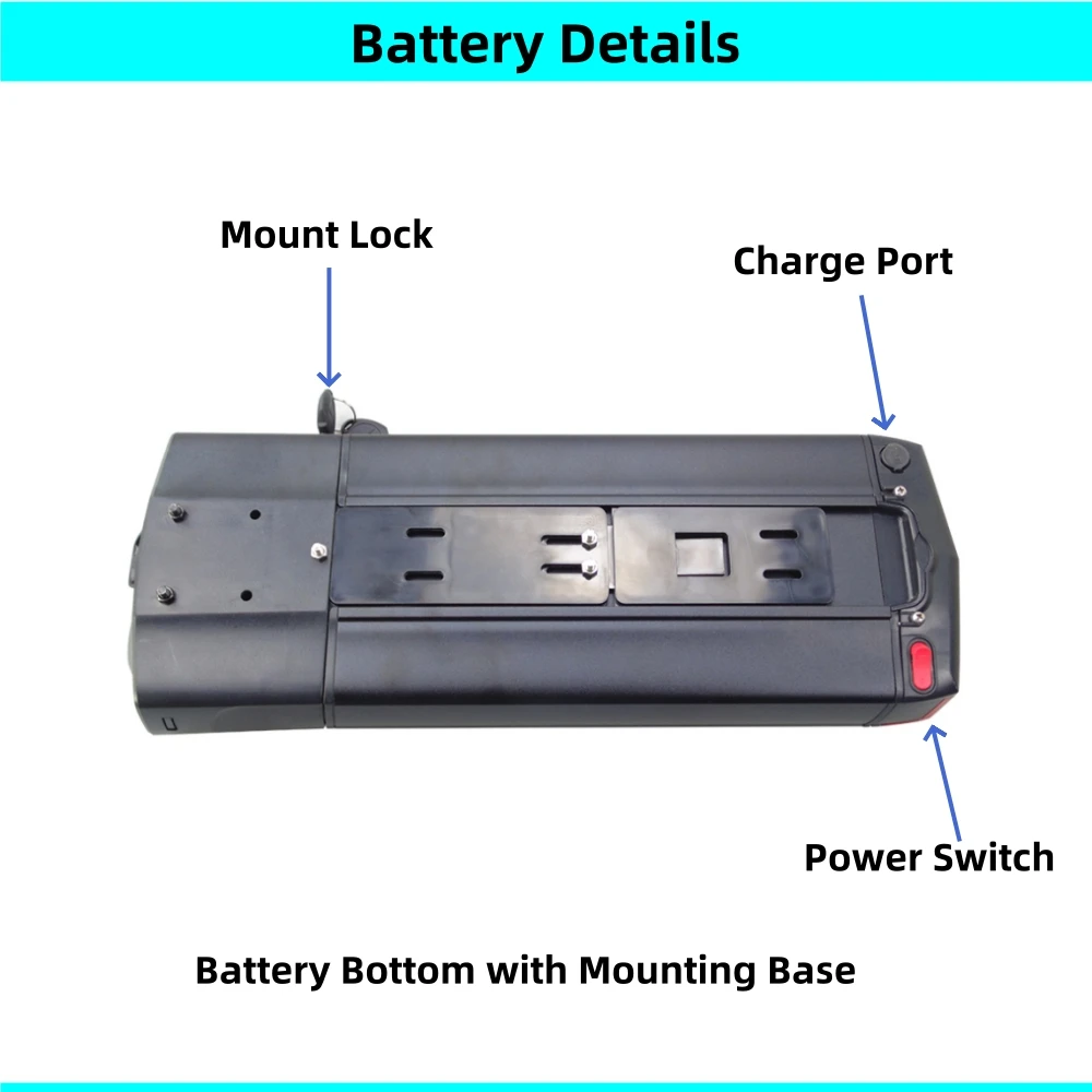 Rear Rack Carrier Li-ion Ebike Battery 36V 10.4Ah 11.6Ah 13Ah 15Ah 20Ah 48V 10Ah 14Ah City Bike  Mountain Bike E-bike Battery