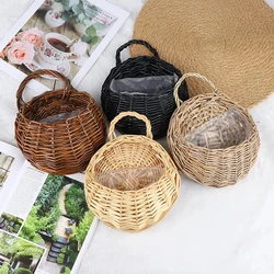 Wicker Woven Hanging Basket Wall Hanging Planter Flower Wicker Basket Handmade Rattan Basket For Home Decor Garden Wedding