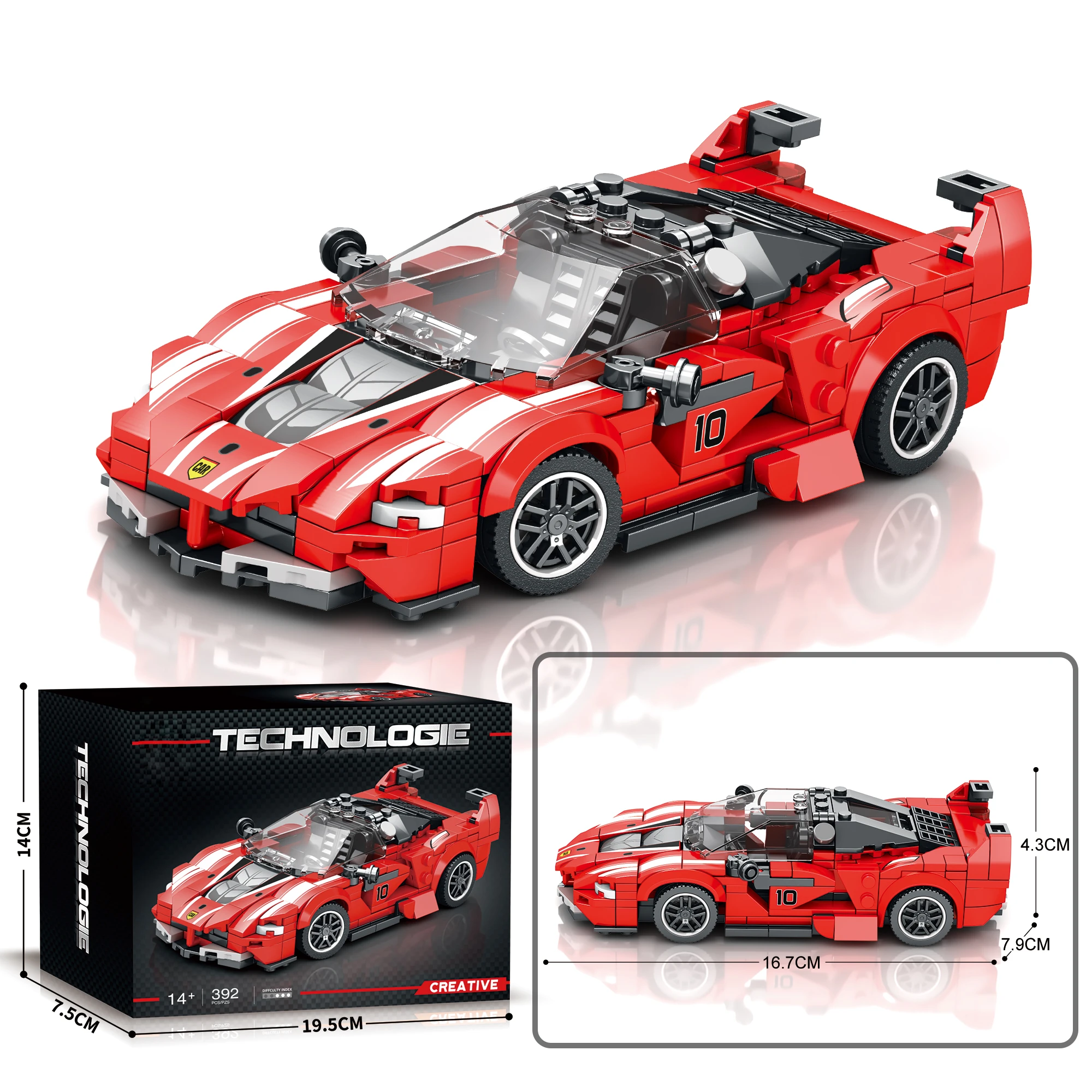 FXX-K Race Car Models Building Block Kit, Collectible Display Mini Race Car Vehicle Toy for Teens Kids Car Lovers, 392 PCS