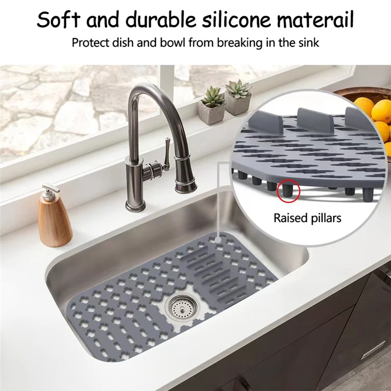 Kitchen Sink Protectors Mat 1 Pack, Silicone Sink Grid for Bottom Of Kitchen Sink, Sink Mats for Stainless Steel Sink