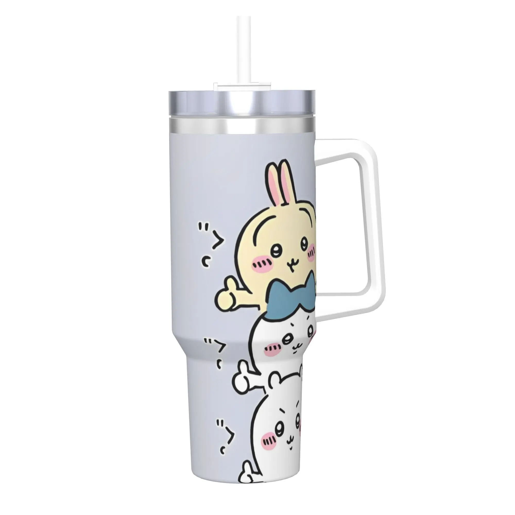 

Cute Chiikawa Kawaii Cartoon 40oz Vacuum Insulated Tumbler Hachiware Usagi Mugs Handle Durable Large Cup Stainless Steel Office