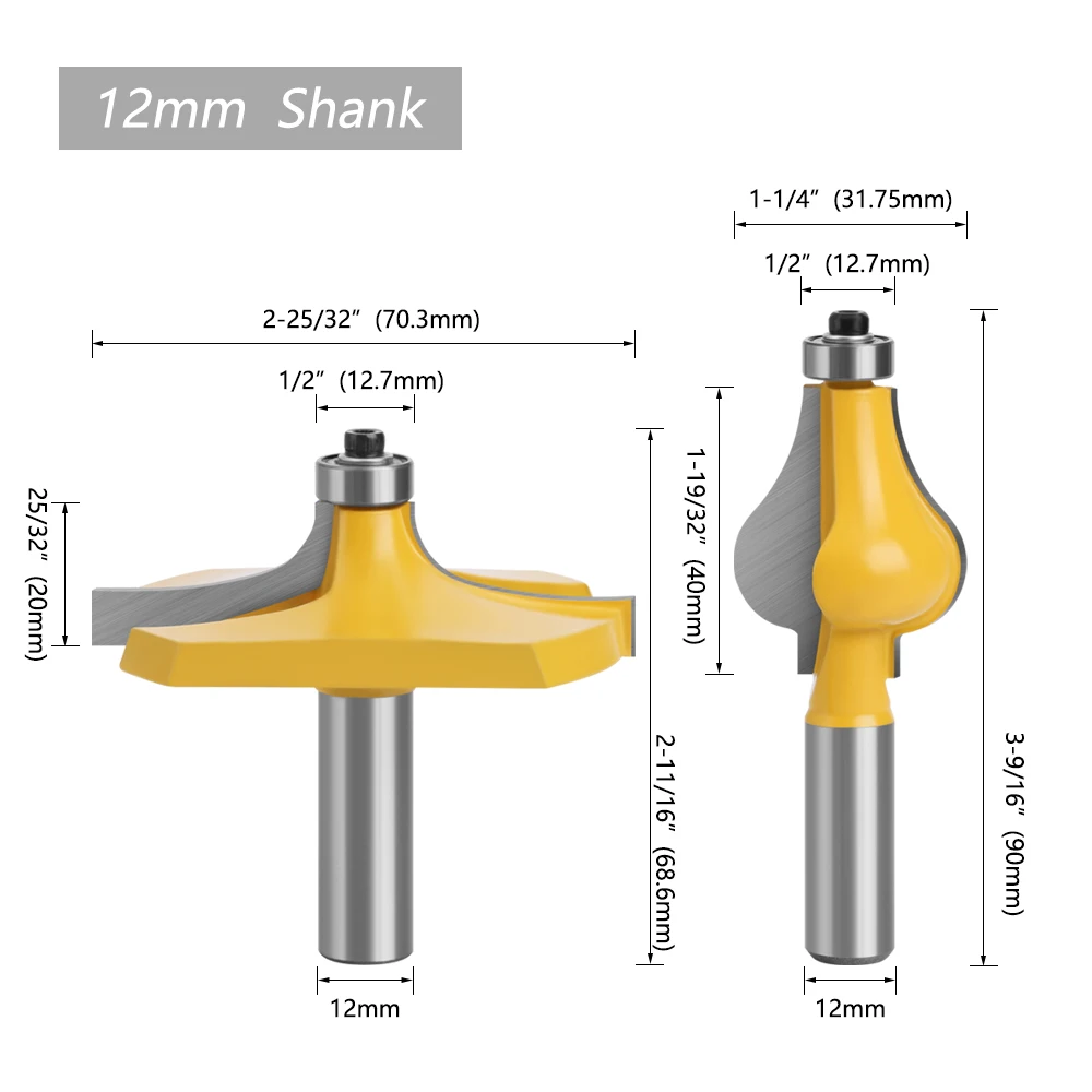 LAVIE HSS 2-teiliges Fräser-Set zum Rund- und Fasenschneiden, 12 mm/1/2 Zoll Schaft, Holzbearbeitungsfräser für CNC-Kantenprofilierung MC05046N1 – Detail 3