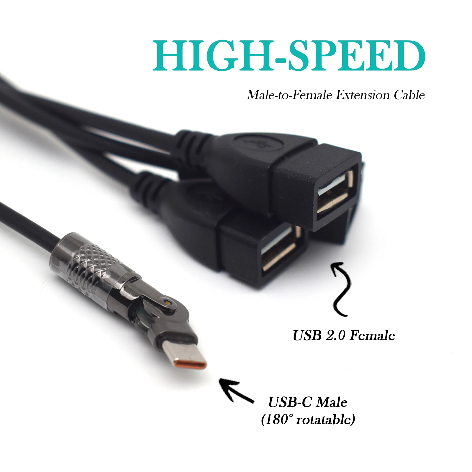 OTG Rotatable USB-C Male to USB-A Female Transfer Data & Charging Splitter Cable lot
