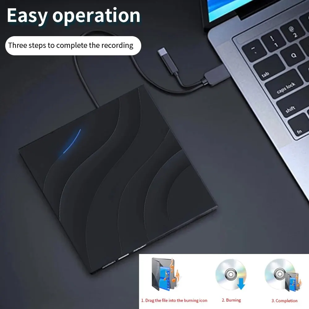 TISHRIC DVD External USB3.0 Type-C Multifunctional Blu Ray CD Writer Drive Burner Reader Suitable For Laptop PC in Any Occasion