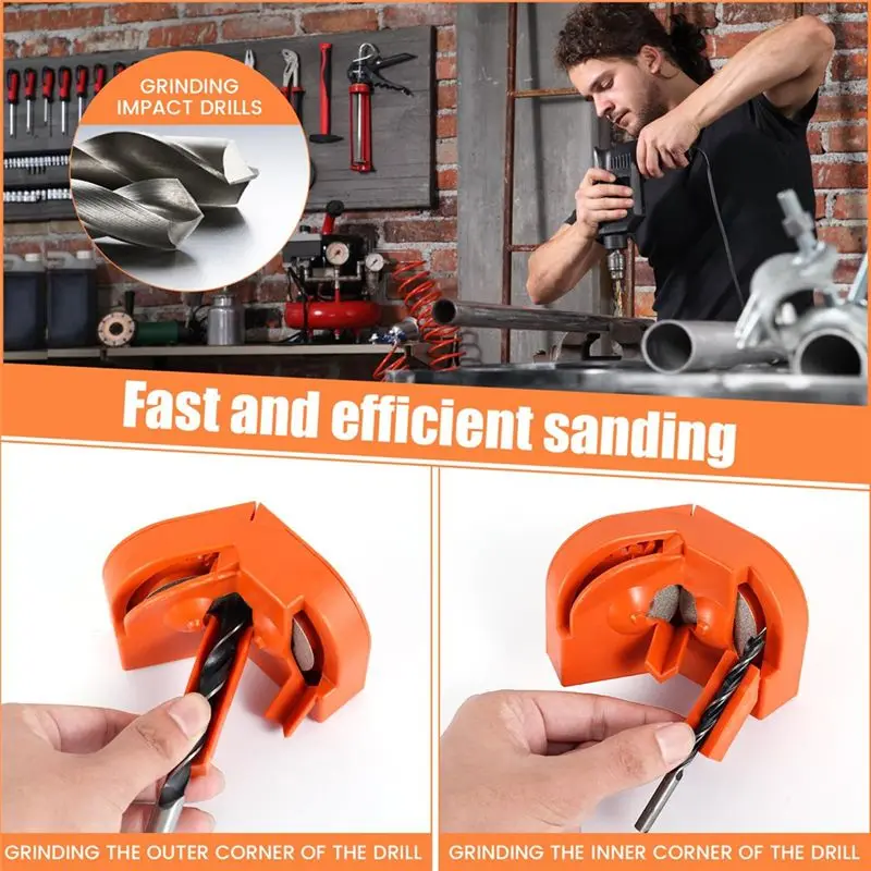A01F-Drill Bit Sharpener For All Bits(5/64-5/8 Inch ), Multipurpose Drill Bit Grinding Tool Attachment With Grinding Wheels