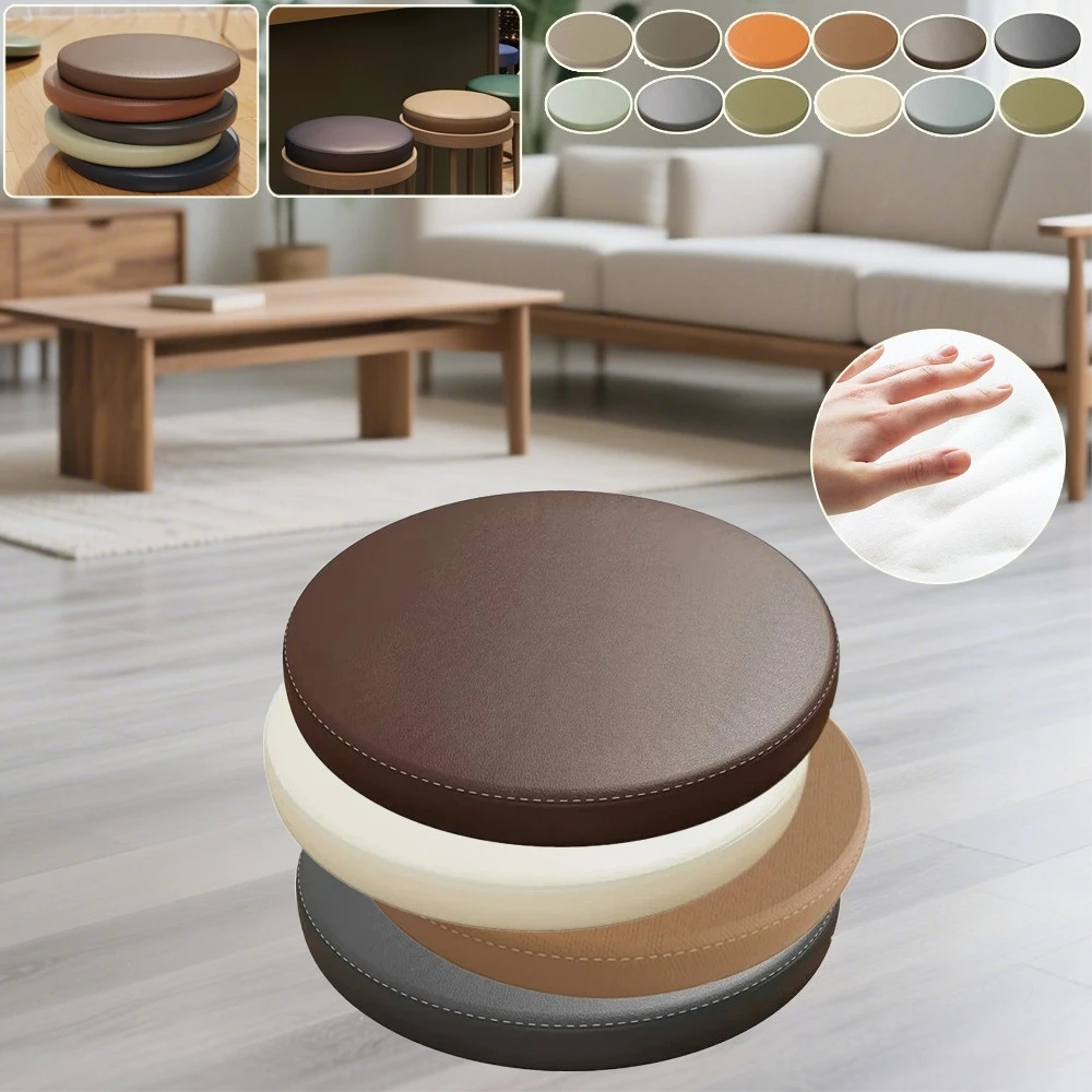

Memory Foam Round Cushion PU Leather Wear Resistant Office Anti-slip Cushion for Bar Stool Chair and Window Sill Seat Cushion 방석