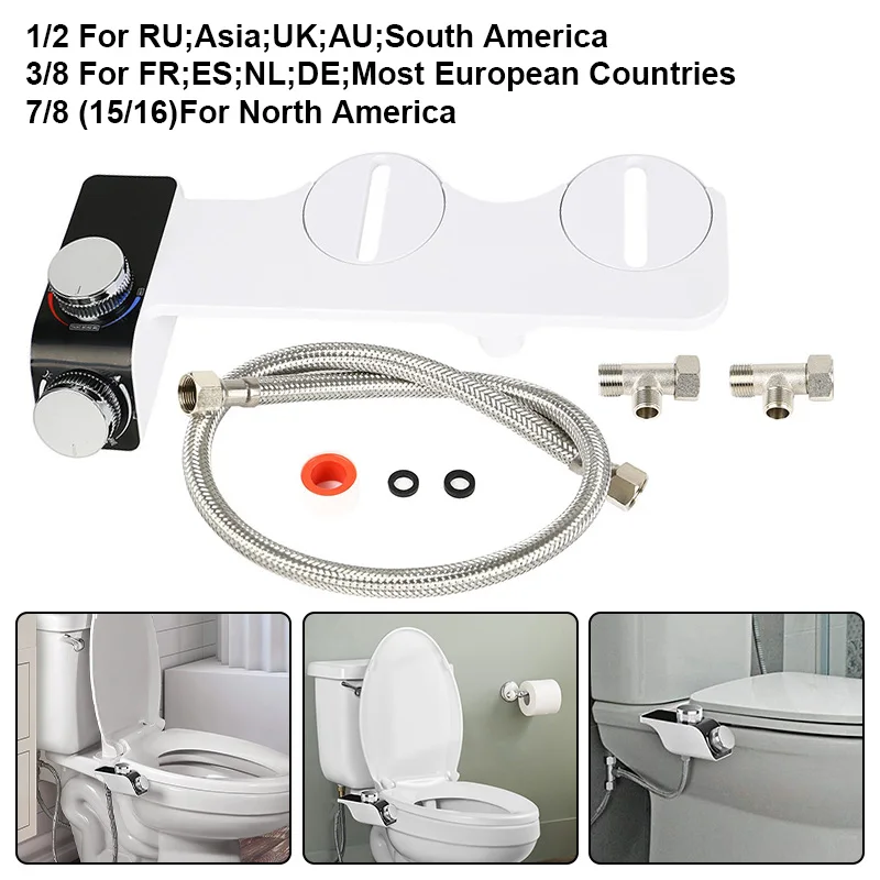 Bidet Toilet Seat Attachment Water Pressure Control Self-Cleaning Dual Nozzle Cold Hot Water Sprayer Bathroom Accessories 3 Mode