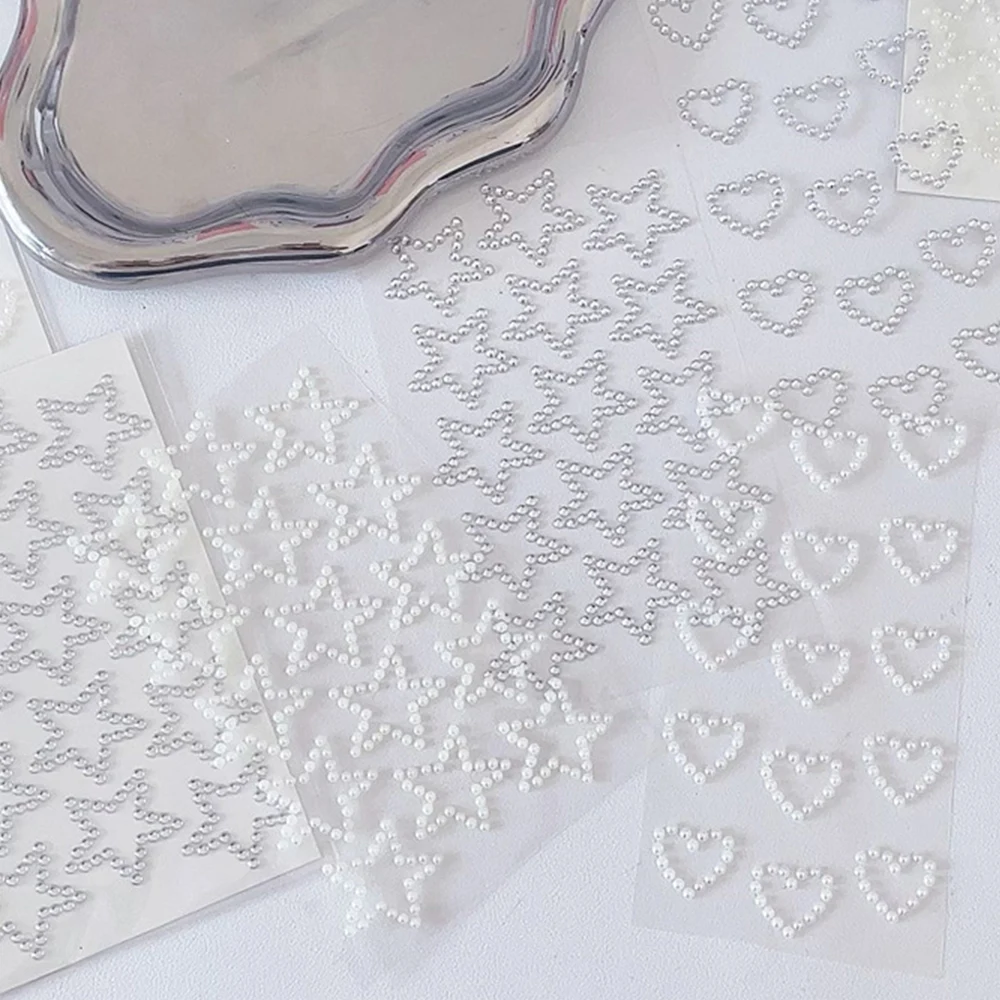 3D Star Heart Shaped Pearls Crystal Stickers Kids DIY Self Adhesive Jewel Crafts Sparkly Rhinestone Stationery Stickers Girls