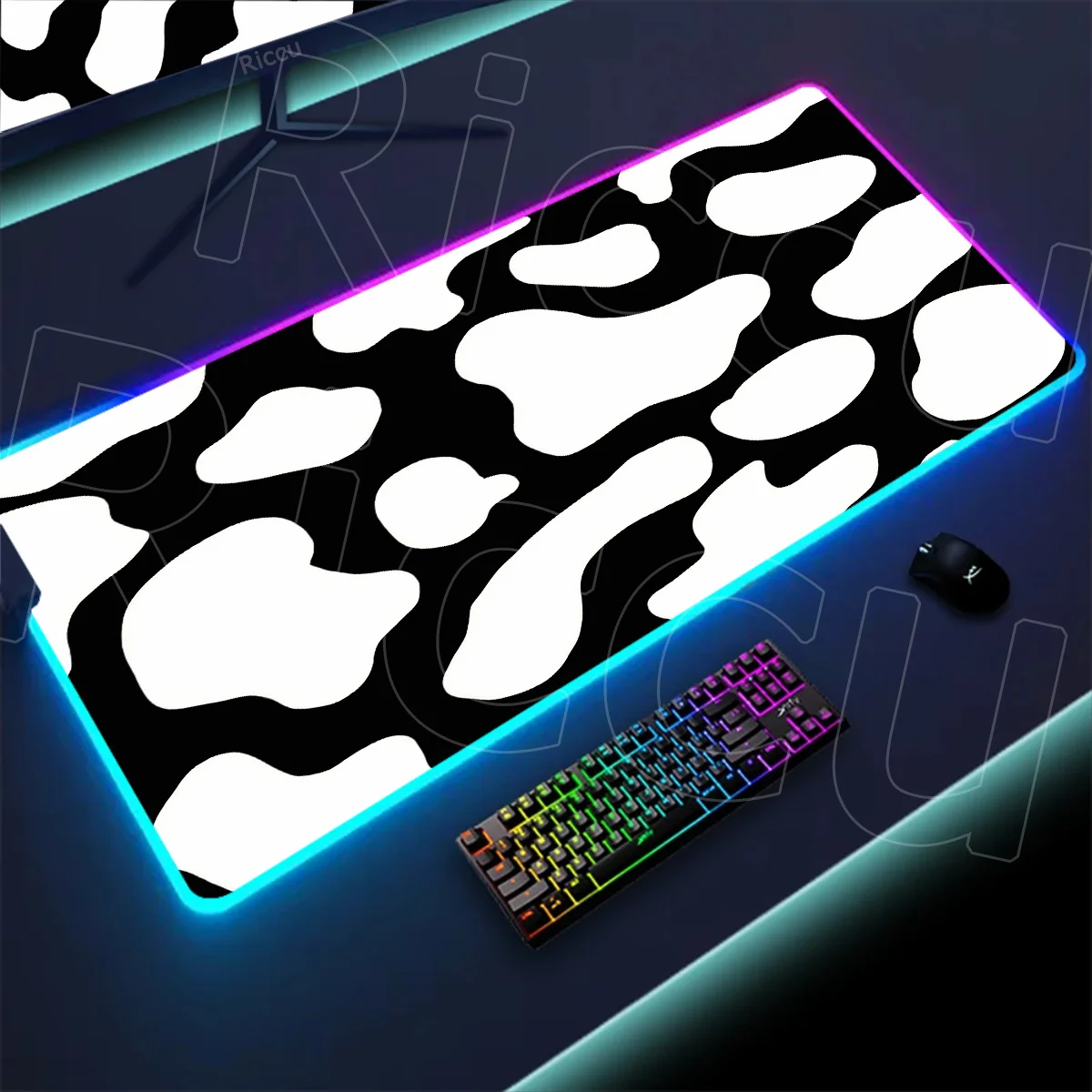 HD Print Milk Cow Pattern RGB Mouse Pad Art Design Non-Slip Rubber Desk Mat Accessories Laptop PC Gaming Desktop Office Mousepad