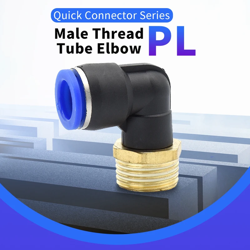 1 pcs PL Hose OD  M5 1/8'' 1/4'' 3/8'' 1/2'' -4 6 8 10 12mm Pneumatic Male Elbow Connector Tube  Air Push In Fitting