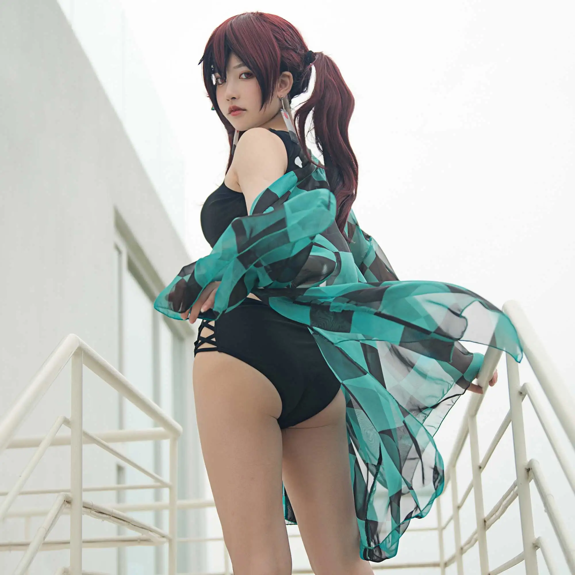 Miccostumes Set bikini da donna con costume da bagno copricostume stile anime