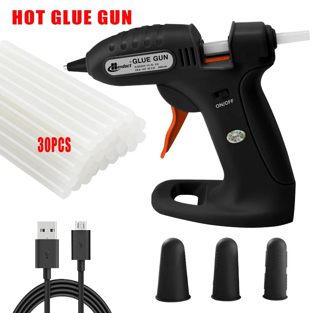 

DC3.7V Cordless Hot Melt Glue Gun Household Handmade Small Glue Gun with 30 Mini Clear Glue Sticks for Arts Craft DIY Kits