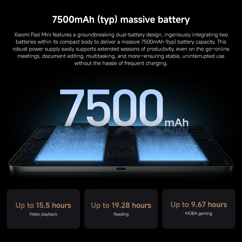 الإصدار العالمي من Xiaomi Pad Mini 8.8 بوصة 3K 165 هرتز أبعاد العرض 9400+ Mi Tablet بطارية 7500 مللي أمبير في الساعة 67 وات HyperCharge