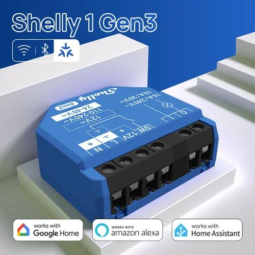 Imagen 1 del producto Shelly 1 Gen3 interruptor inteligente WiFi Bluetooth interruptor de relé compatible con bajo voltaje Control de protección contra sobrecalentamiento
