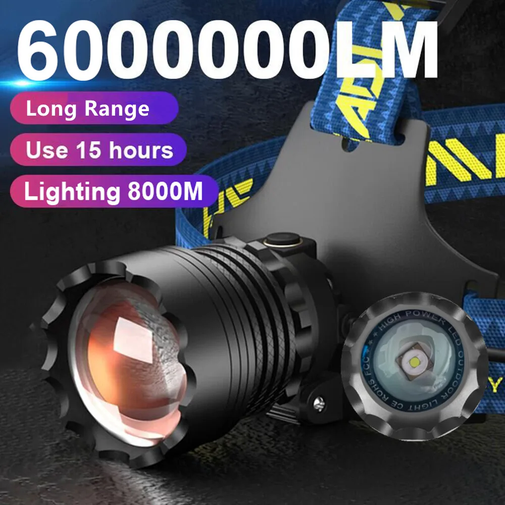 High Power Spotlight Long Rang Wick 4-LED Headlamp Telescopic Zoom Head Flashlight Fishing Light Lamp Torch For Camping Fishing