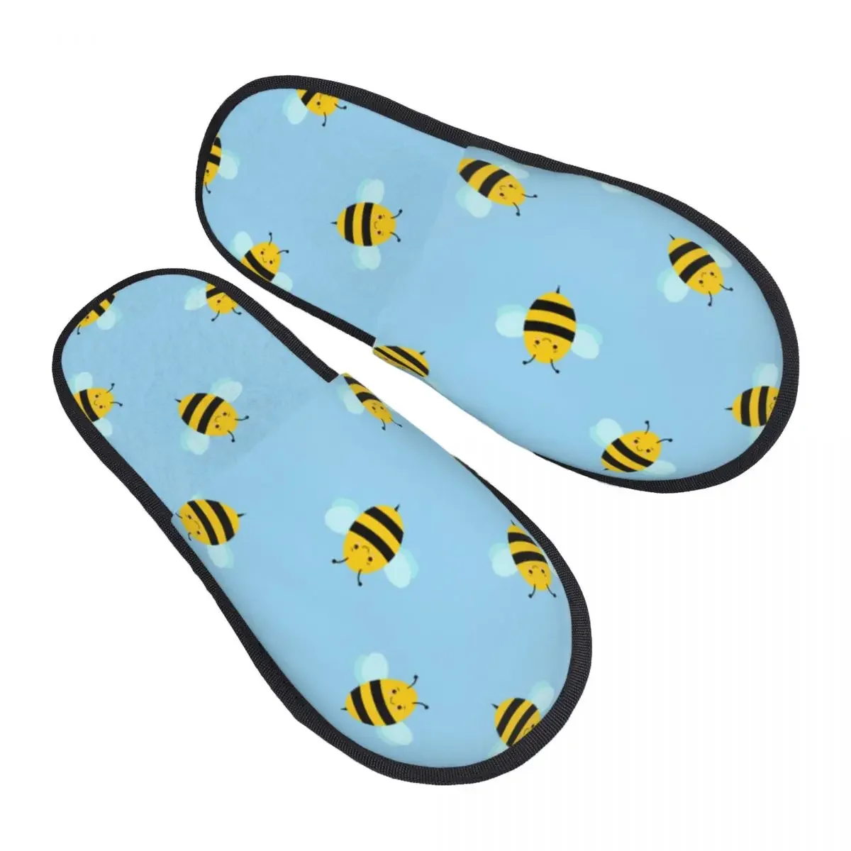 Cute Honey Bees Indoor Slippers Furry Slipper Winter Home Shoes House Flat Closed Toe Slides Flip Flops