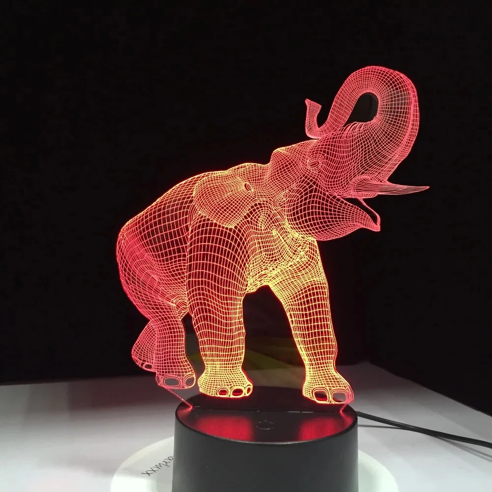 

Amazing 3D Illusion LED Table Lamp Night Light with Animal Elephant Shape Touch Sensor 7 Colors Change Effect Holiday Gifts