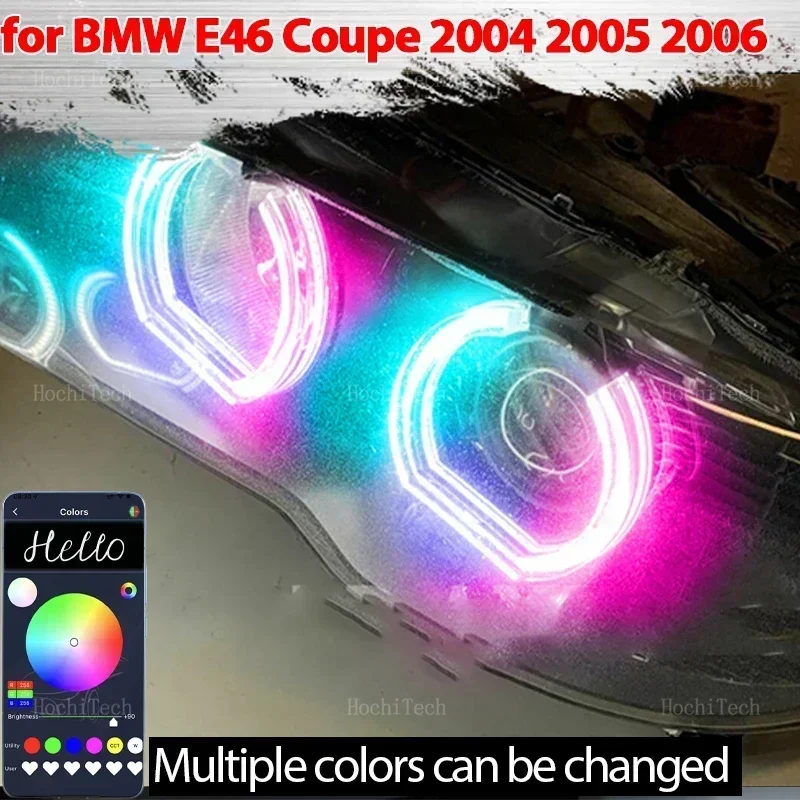 

For BMW E46 Convertible Coupe 2004 2005 2006 LCI Xenon Headlight Flowing DRL LED Angel Eyes Bulb Ring with turn signal