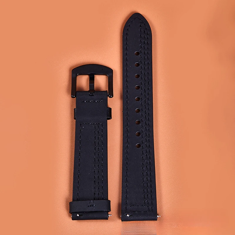 20mm22mm Redmi Huawei Samsungwatch5 Smart Watch Band Crazy Horse Top Grain Leather Strap7 Threaded Watch Strap