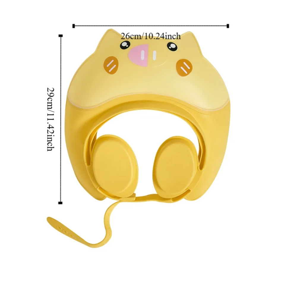 Touca de banho de bebê em formato de animal fofo, macia, ajustável, shampoo, à prova d'água, proteção para os ouvidos, touca de banho infantil